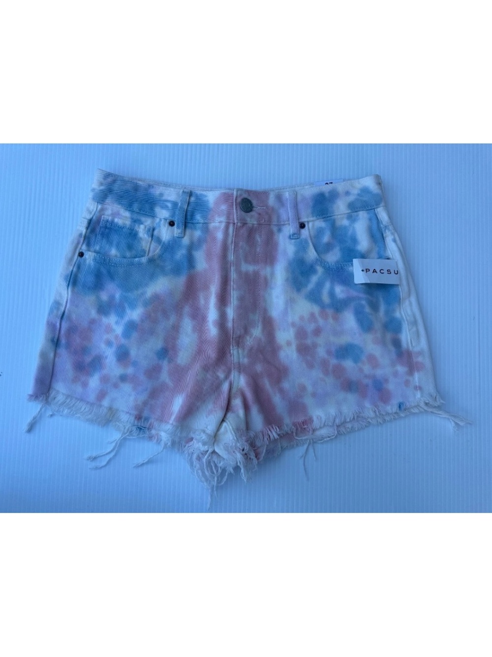 PACSUN Sz 27 High Rise Festival Cotton Candy Tie Dye Distressed Shorts